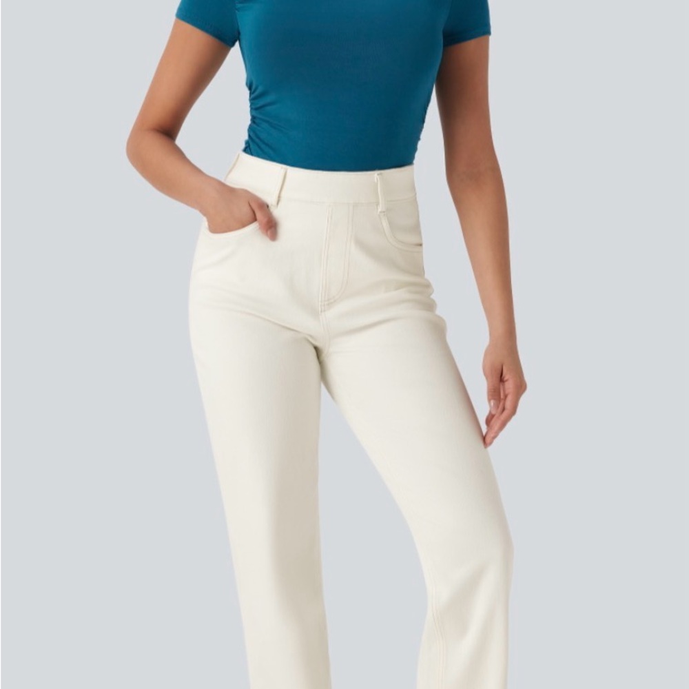HALARA Flex High Waisted Tummy Control Pockets Straight Leg Womens Jeans